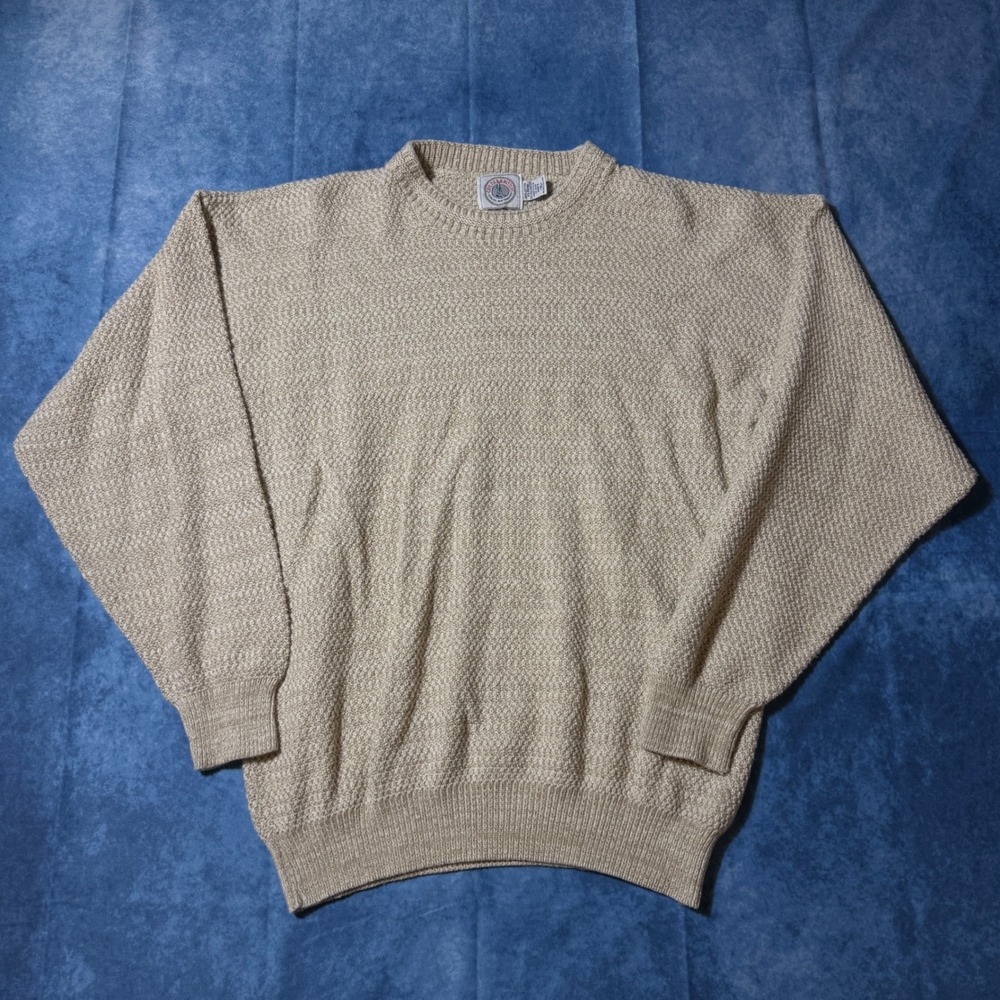 Vintage Creels & Knitters Textured Knit Sweater Beige XL Made in USA